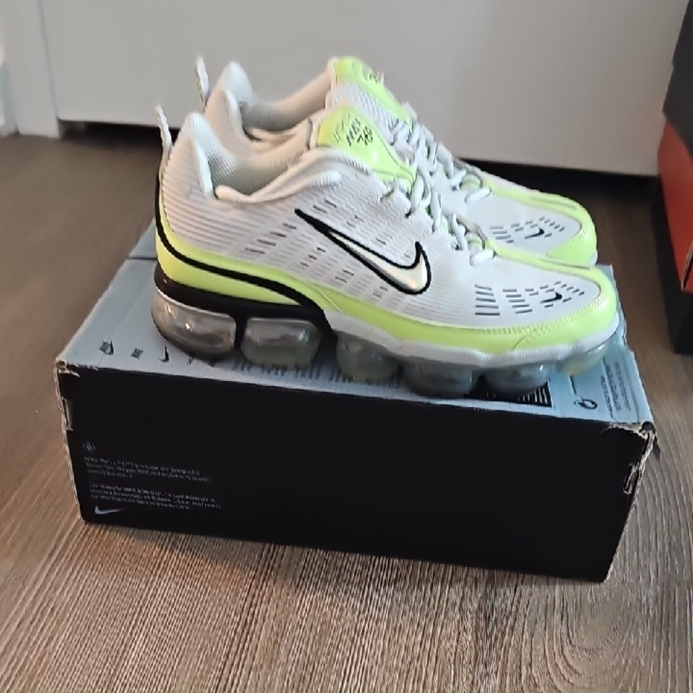 Nike VaporMax White and Neon Yellow Sneakers